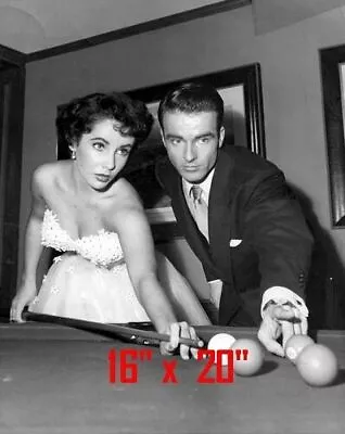 Elizabeth Taylor~Playing Pool~Monty Clift~Billiards~Shooting Pool~Photo~Poster • $14.95