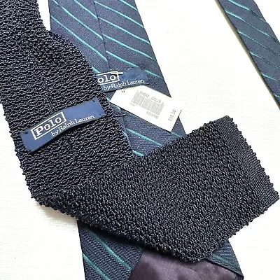 Polo Ralph Lauren Tie Silk Knit Square End Classic Lot Of 2 RL Vintage • $42