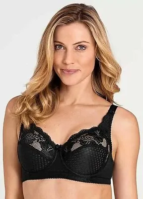 Miss Mary Of Sweden Soft Lycra U/w Full Coverage Bra Black Style 2687 Uk 34c • £24.99