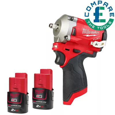 £154.49 • Buy Milwaukee M12FIW38 12V Li-ion FUEL 3/8  Impact Wrench With 2 X 2.0Ah Batteries