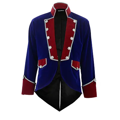 Men's Blue Velvet VLADIMIR TUXEDO Jacket Tail Coat Goth Steampunk Victorian • $79.85