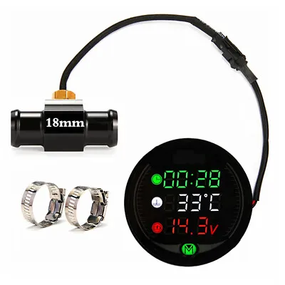 5IN 1Digital Motorcycle Water Temperature Gauge Voltmeter Clock W/18mm Sensor • $27.80