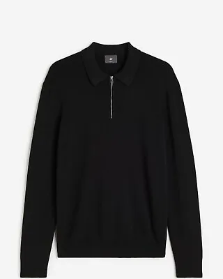 H&M MENS Half Zip Sweater XS Black NWT HM • $32.99