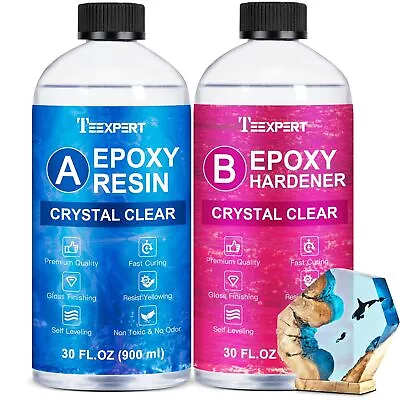 Crystal Clear Epoxy Resin Kit 60OZ Self-Leveling Coating And Casting Resin H... • $49.82