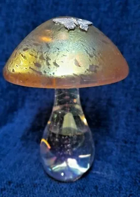 £45 • Buy Heron Glass Giant Gold Coloured Mushroom With Butterfly - 16 Cm - Handmade UK 