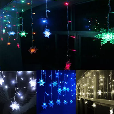 $15.99 • Buy Christmas LED Curtain Window Snowflake String Fairy Lights Waterproof Decor Xmas