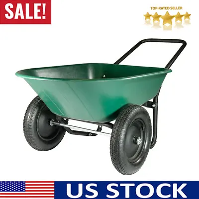 Wagon Garden Dump Cart Heavy Duty Utility Wheelbarrow Dual Wheel Yard 300lbs US • $112.58