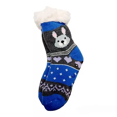 Little Girls Rabbit Slipper Socks-Shoe Size 7-3-Faux Fur-Thick-Sweater Socks • $6.99