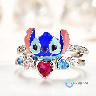 Anime Cartoon Lilo & Stitch Little Monster Angel Fashion Ring Adult Jewelry Gift • $9.29