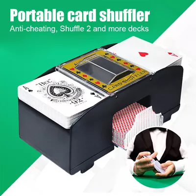 Black 6 Deck Automatic Card Shuffler Poker Cards Shuffling Machine Casino USA • $19.99