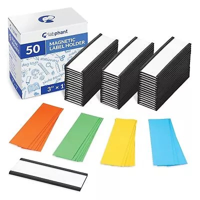 50 Pack  C  Channel Magnetic Label Holders 1x3 With 100 White Card Inserts 5... • $22.67