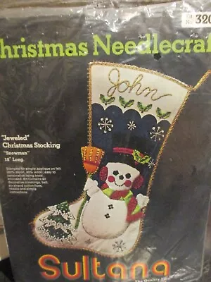 Sultana Christmas Needlecraft  Jeweled  Snowman Stocking Kit  Vintage 32061 • $8.99