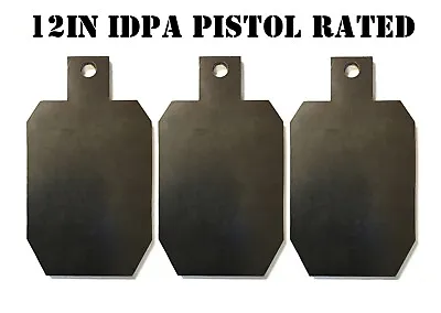 12in.Tall IDPA/IPSC Pistol Targets - 3/8in. Steel Targets - 3pc. Metal Plate Set • $52.99