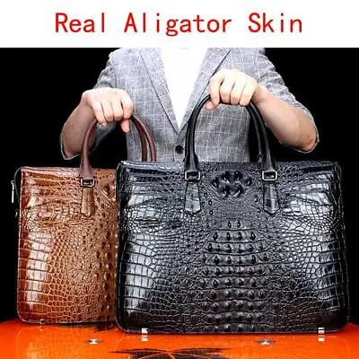 100% Real Thai Alligator Skin Men's Luxury Business Briefcase Laptop Large Bag • $328.90