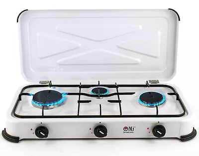 Portable Gas Stove 3 Burner Outdoor Camping Caravan LPG Cooker Cooktop NJ-03 UK • £51.90