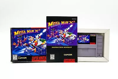 Super Nintendo SNES Mega Man X 2 Video Game Box & Manual Capcom 1995 X-Hunters • $559.99
