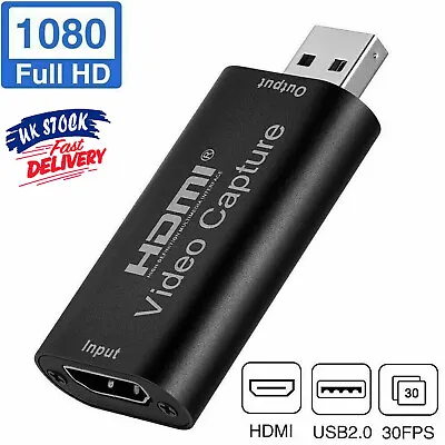 HDMI To USB 2.0 Video Capture Card 1080P HD Recorder Game Video Live Streaming • £7.39