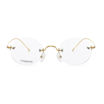 Vintage Titanium Steve Jobs Rimless Oval Round Eyeglasses Unisex Eyeglass Frames • $30.59