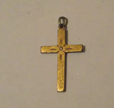 Vintage Gold Tone Crystal Accent Cross Pendant • $5