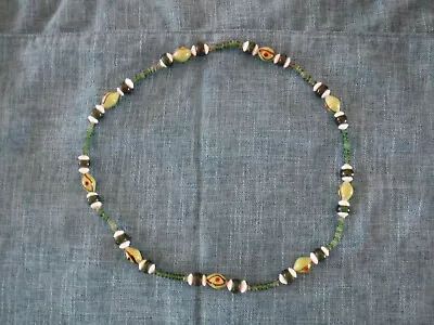 Vintage Bead Necklace Very Well Made Painted Green Glass • $12.50