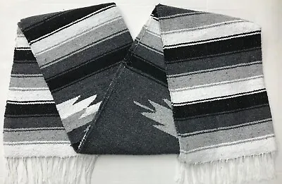 FALSA Mexican Blanket Hand Woven RASTA Serape Throw Yoga  Diamond Gray Combo • $39.95