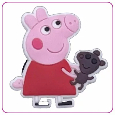 £1 • Buy 2 X Pink Peppa Pig With Teddy Holey Shoe Charms Jibbitz Accessories