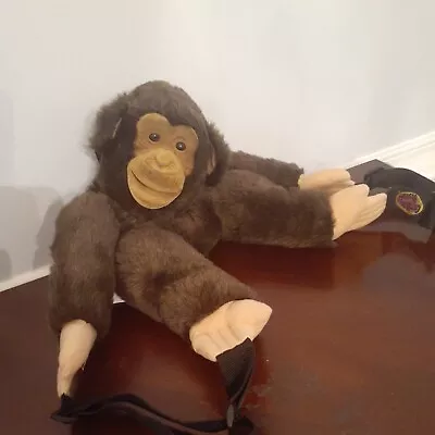 1995 Jay-Gur Import Chimp Monkey Backpack Plush 18  RARE HTF Vintage • $19.50