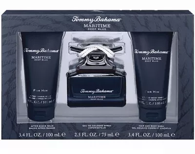 Tommy Bahama Maritime Deep Blue 3pc Men's Set-2.5oz Edc Sp+3.4 Oz A/shave+hbwash • $29.99