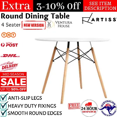 $143.16 • Buy Artiss Dining Table Dining Set 4 Seater Modern Wooden Kitchen Furniture White AU