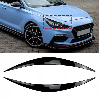 Black Headlight Eyelid Cover Eyebrow Trim For Hyundai I30N MK3 Hatchback 2017-19 • $24.10