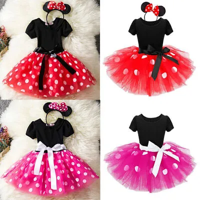 £7.78 • Buy Kids Girls Minnie Mouse Birthday Party Costume Princess Tutu Mini Dress Headband
