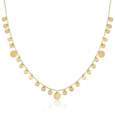 18K Solid Yellow Gold O Chain Necklace Round Sequined Beautiful Stamped Au750 • $188.96