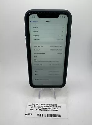 Apple IPhone 11 - Black - 64GB - (Unlocked) - A2111 - *WORKS GREAT* • $28