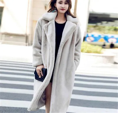 Winter Women's Coat Faux Rabbit Fur Jacket Warm Overcoat Casual Mid Legth Thick • $76.22
