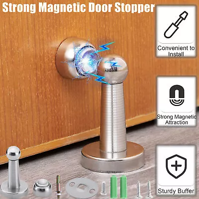 Magnetic Door Stop Holder Home Safety Stopper Guard Office Fitting Screws Catch • $7.66