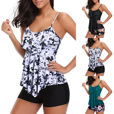 Ladies Tankini Set Boy Shorts Swimwear Swimsuit Bikini Summer Beach Bathing Suit • £15.10