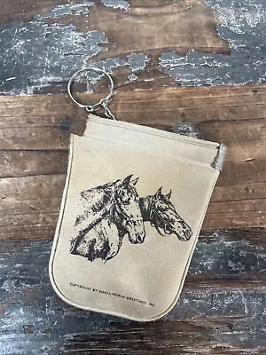 Vintage Coin Pouch Purse Change Holder Key Chain Horse Picture Small World Greet • $3