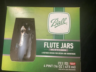 $12.99 • Buy Ball Flute Jar 16 Ounces (1 Pint) 4 Pack Food Clear Glass Canning Storage