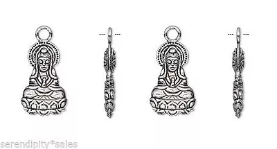 20 QUAN YIN Pendant Drop Charm Antique Silver Finish 2-sided 21x14mm 1 H W/ Loop • $11.57