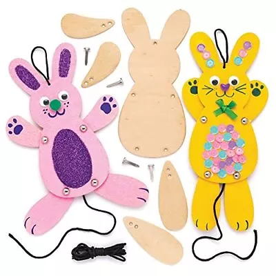 AW331 Bunny Wooden Puppet Kits (Pack Of 4) Easter Crafts For Kids To • £9.99