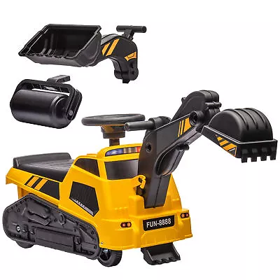 HOMCOM 3 In 1 Ride On Excavator Bulldozer Road Roller No Power W/ Music • £32.99