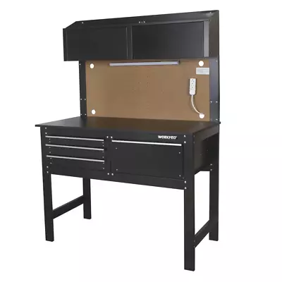 Workbench Cabinet Combo W Light 4  Tool Work Bench Steel Table Storage Garage   • $254.53