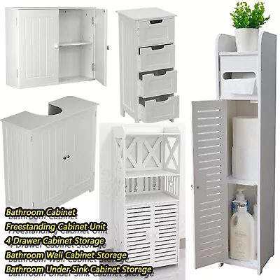 White Under Sink Basin Cabinet Cupboard Bathroom Furniture Storage Unit • £21