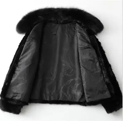 Womens Winter Hooded Fox Fur Collar Mink Fur Coat Soft Warm Furry Coat Jackets • $190.52