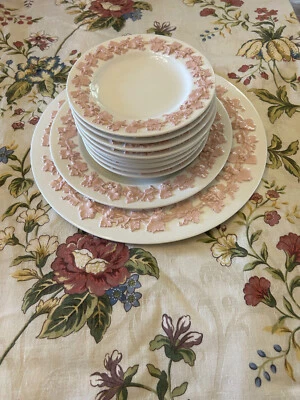 £19.65 • Buy Vintage Wedgwood Bread/Butter Plates 5 1/2  Queen's Ware, Embossed Pink On Creme