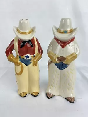 Vintage Storyteller Arts Cowboy & Cowgirl Salt & Pepper Shakers Hand Painted • $16