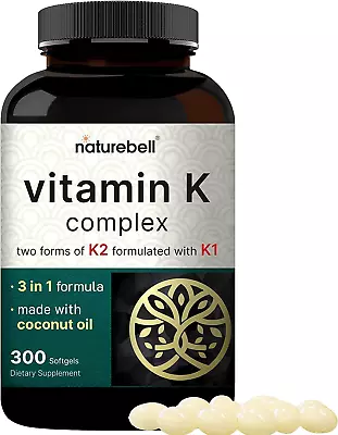 NatureBell Vitamin K Complex K1 + K2 (MK-7 & MK-4) 2600mcg Per Serving 300 Co • $19.85