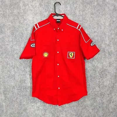 Vintage Ferrari Shirt Mens Large Red Button Up 1999 Shell Magneti Marelli • $49.77