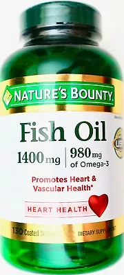 $33.58 • Buy Nature's Bounty Fish Oil 1400mg Omega-3 980mg, 130, 260 Or 390 Coated Softgels