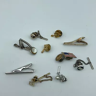 Vintage Mens Jewelry Lot Tie Tack Tie Bar Lapel Pins • $11.19